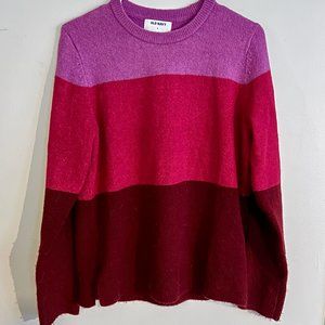 Old Navy Color-Block Pink Striped Crewneck Sweater, Size M